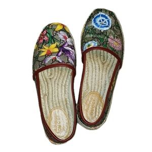 GUCCI GG Supreme Flora print Canvas Espadrilles slip on flats EU 37